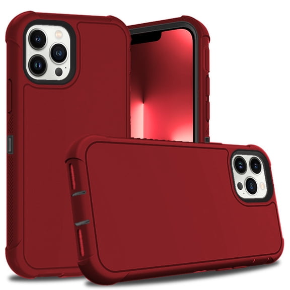 For Apple iPhone 15 6.1 inch Slim Dual layer Shockproof Protective Defender Armor Hybrid Case Cover Red/Black