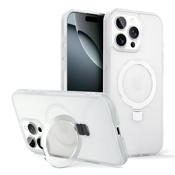 For Apple iPhone 15 Case, Compatible with Magsafe Ring Holder Kickstand Slim Fit Drop Protective Shockproof Anti-Scratch Bumper Rugged Phone Case Cover for iPhone 15, White