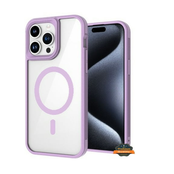 For Apple iPhone 15 Plus (6.7") Magnetic Compatible with Magsafe Wireless Charger PC + TPU Hybrid Slim Transparent Phone Case Cover by Xpression - Purple