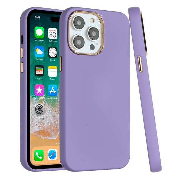 For Apple iPhone 15 Plus (6.7") Slim Classic Hybrid Around Rubber Gummy Gel Slick Hard Silicone TPU Chromed Button Cover ,Xpm Phone Case [ Purple ]