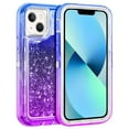 thumbnail image 1 of For Apple iPhone 15 Plus 6.7 inch Dual Layer Protective Shockproof Tough Defender Sparkling Liquid Glitter Heart Case Cover Blue/Purple, 1 of 1