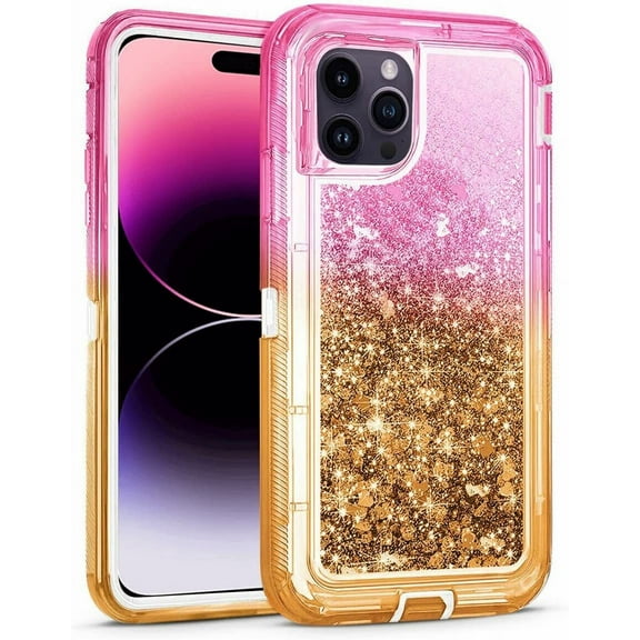 For Apple iPhone 15/Pro/15 Pro Max/Plus Shockproof Glitter Liquid Defender Case