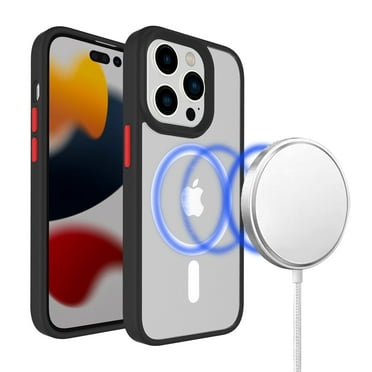 For Apple iPhone 15 Pro (6.1") Hybrid Compatible with MagSafe Clear Transparent & Colorful Buttons Frame Hard TPU Cover ,Xpm Phone Case [ Black ]