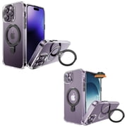 For Apple iPhone 15 Pro 6.1" Magnetic Hybrid Transparent Edge Bumper Invisible Stand [Compatible with Magsafe] Slim Phone Case Cover by Xpression - Clear /Black