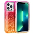 thumbnail image 1 of For Apple iPhone 15 Pro 6.1 inch Dual Layer Protective Shockproof Tough Defender Sparkling Liquid Glitter Heart Case Cover Pink/Gold, 1 of 1