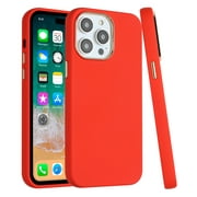 For Apple iPhone 15 Pro Max (6.7") Slim Classic Hybrid Around Rubber Gummy Slick Hard Silicone TPU Chromed Button Cover ,Xpm Phone Case [ Red ]