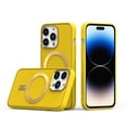 thumbnail image 1 of For Apple iPhone 15 Pro Max (6.7") Ultimate PU Leather Hybrid MagSafe Compatible Bumper Gold Frame Protection Cover ,Xpm Phone Case [ Yellow ], 1 of 6