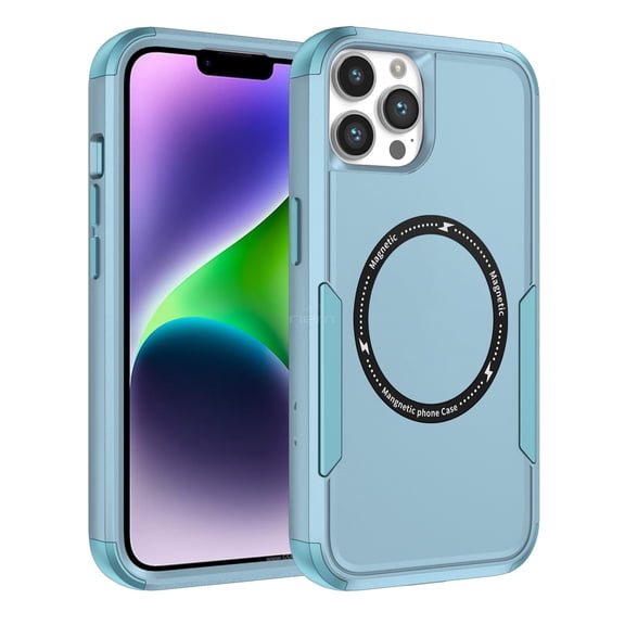 For Apple iPhone 15 Pro Max 6.7 inch Magsafe Wireless charging Commuter Non Slip Dual Layer Shockproof Protective Hybrid Case Cover Teal