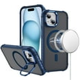 thumbnail image 1 of For Apple iPhone 15 Pro Max Hybrid Metal Camera Stand Ring Sturdy, Compatible with MagSafe, Matte Hard TPU Colorful Edge Cover, XPM Phone Case [Blue], 1 of 11