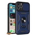 thumbnail image 1 of For Apple iPhone 16 (6.1") Built in Sliding Camera Lens Protection & Finger Ring Stand Holder Hybrid PC Shockproof Phone Case Cover by Xpression - Blue, 1 of 8
