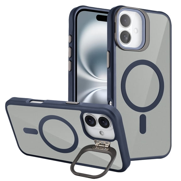 For Apple iPhone 16 Magsafe Wireless Charge Lens Protection Kickstand Shockproof Protective Hybrid Case Cover Blue