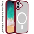 thumbnail image 1 of For Apple iPhone 16 Plus (6.7") Hybrid Cases Compatible with MagSafe Clear Transparent and Colorful Buttons Frame Hard TPU Cover ,Xpm Phone Case [ Red ], 1 of 8