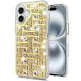 thumbnail image 1 of For Apple iPhone 16 Plus (6.7") Sparkly 3D Design Diamond Shockproof Protective Bling Rhinestone Hybrid Skin PC + TPU Cover ,Xpm Phone Case [ Pinwheel Gold ], 1 of 7