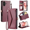thumbnail image 1 of For Apple iPhone 16 Plus Case Wallet, Cards Holder RFID Blocking Crossbody Shoulder Strap Hand Wrist Bumper Shockproof Flip Cover Stand Protective PU Leather Phone Case for iPhone 16 Plus, Winered, 1 of 9