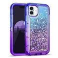 thumbnail image 1 of For Apple iPhone 16 Plus Dual Layer Protective Shockproof Tough Defender Sparkling Liquid Glitter Heart Case Cover Blue/Purple, 1 of 5