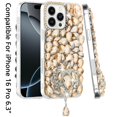 thumbnail image 1 of For Apple iPhone 16 Pro (6.3") Bling Crystal 3D Full Diamonds Jewelry Luxury Sparkle Rhinestone Glitter Hybrid Protective Cover ,Xpm Phone Case [ Gold ], 1 of 8