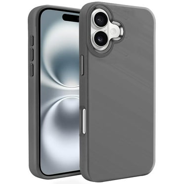 For Apple iPhone 16 Pro (6.3") Hybrid Liquid Silicone Rubber with Metal Buttons and Camera Edges Protective Shockproof Slim Cover ,Xpm Phone Case [ Gray ]