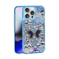 thumbnail image 1 of For Apple iPhone 16 Pro Luxury Diamond Rose 3D Butterfly Kickstand Design With Strap Raised Lip Screen Camera Protection Shockproof Case Cover Blue, 1 of 5