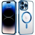 thumbnail image 1 of For Apple iPhone 16 Pro MagSafe Magnetic Case with HaloLock Shockproof Protective Electroplating Clear Cover - Blue, 1 of 5