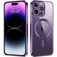 thumbnail image 1 of For Apple iPhone 16 Pro MagSafe Magnetic Case with HaloLock Shockproof Protective Electroplating Clear Cover - Purple, 1 of 5