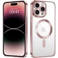 thumbnail image 1 of For Apple iPhone 16 Pro MagSafe Magnetic Case with HaloLock Shockproof Protective Electroplating Clear Cover - Rose Gold, 1 of 5