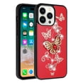 thumbnail image 1 of For Apple iPhone 16 Pro Max (6.9") Diamonds 3D Butterfly Bling Sparkly Glitter Ornaments Engraving Hybrid Metal Fashion Cover ,Xpm Phone Case [ Red Garden Butterflies ], 1 of 9
