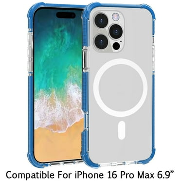 For Apple iPhone 16 Pro Max (6.9") Hybrid Acrylic Transparent Hard PC + TPU Color Frame Bumper Compatible with MagSafe Cover ,Xpm Phone Case [ Clear / Blue ]