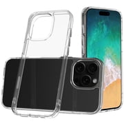 For Apple iPhone 16 Pro Max 6.9" Hybrid HD Crystal Clear Hard PC Back Gummy TPU Frame Slim with Chromed Buttons Cover ,Xpm Phone Case [ Transparent ]
