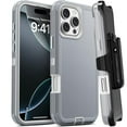 thumbnail image 1 of For Apple iPhone 16 Pro Max Heavy Duty Armor Shockproof Protective Hybrid Case Cover With Clip Gray/White, 1 of 5