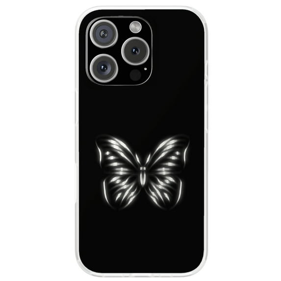 For Apple iPhone 16 Pro Max, Soft Matte Case, B/W Butterfly Print ...