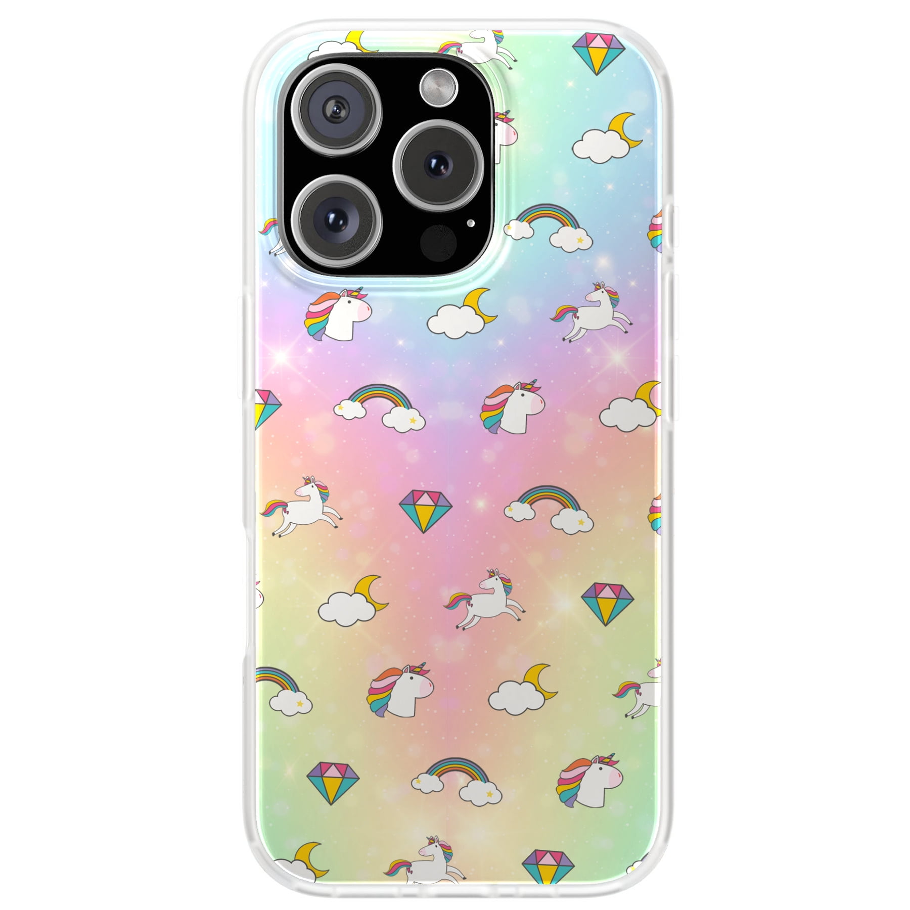 For Apple iPhone 16 Pro, Soft Matte Case, Rainbow Unicorn Print, USA - Walmart.com