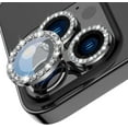 thumbnail image 1 of For Apple iPhone 16 Pro / iPhone 16 Pro Max Diamond Bling Ring Crystal Tempered Glass Camera Len Protector Cover Black, 1 of 5