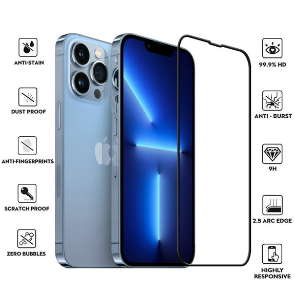 For Apple iPhone 16 / iPhone 16 Pro Full Cover 3D-Touch Layer 2.5D Round Edge 9H Ultra-Clear Tempered Glass Screen Protector Black