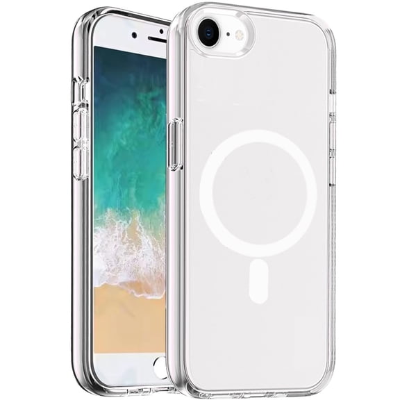 For Apple iPhone 16e Case, MagSafe Compatible Transparent Hybrid Case with Magnetic Circle, Shock Absorption TPU Rubber Phone Cover (Clear)