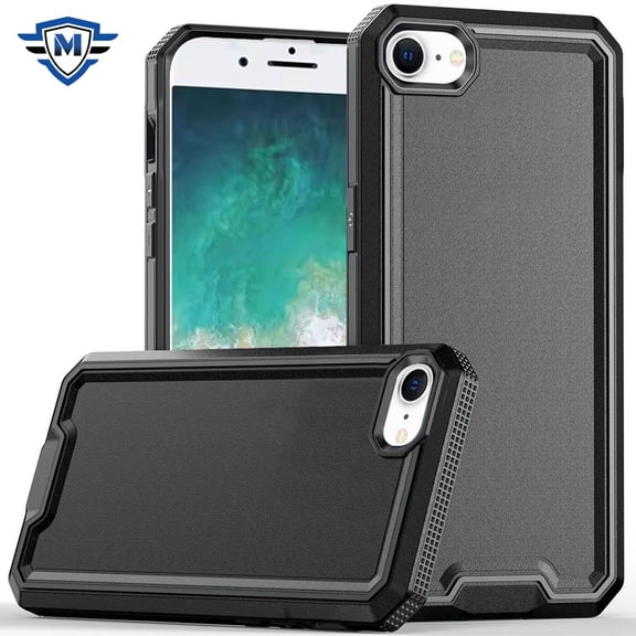 For Apple iPhone 16e Case, Premium Fused Hybrid Tough Strong Hard PC TPU Rubber Shockproof Drop Protection Impact Phone Cover (Black)