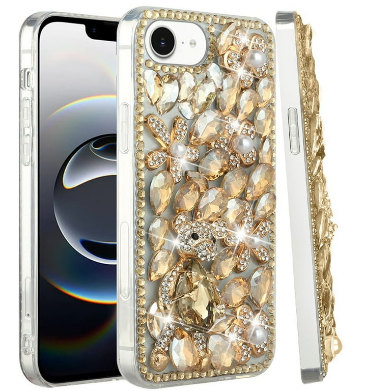 For Apple iPhone 16e (E edition) Case, Bling Crystal 3D Full Diamonds Luxury Sparkle Rhinestone Hybrid Protective Phone Cover (Gold Panda Floral) For Apple iPhone 16e (E edition) Case, Bling Crystal 3D Full Diamonds Luxury Sparkle Rhinestone Hybrid Protective Phone Cover (Gold Panda Floral)