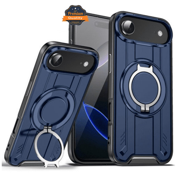 For Apple iPhone 17 AIR Magnetic Ring Stand Case, 360 Large Rotating, Hybrid Shockproof Protection Cover [Blue]