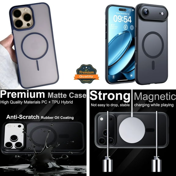 For Apple iPhone 17 AIR Translucent Magnetic Case Slim Shockproof Cover with MagSafe Support [Blue]