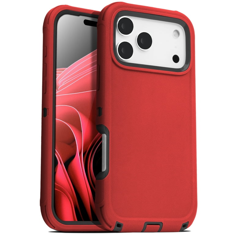 For Apple iPhone 17 Pro Max Case Shockproof Dust/Drop Proof 3 in 1 Full  Body Rugged Heavy Duty Durable Cover Red - Walmart.com