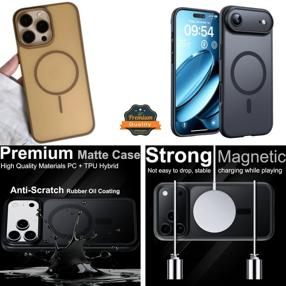 For Apple iPhone 17 Pro Max Translucent Magnetic Case Slim Shockproof Cover with MagSafe Support [Brown]