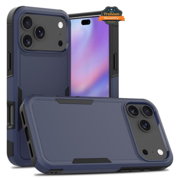 For Apple iPhone 17 Pro Rugged Heavy-Duty Dual Layer Military-Grade, Rubber TPU Defender, Hybrid Shockproof Phone Case Cover Blue