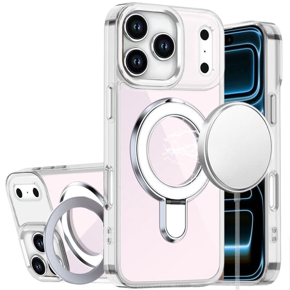 For Apple iPhone 18 Pro CHROME HQ Rotational Magnetic Ring Hybrid - Clear