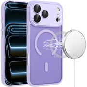 For Apple iPhone 18 Pro Matte Frosted Magnetic Hybrid Case with Covered Camera Protection - Light Purple
