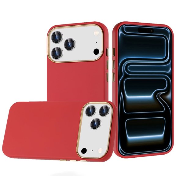 For Apple iPhone 18 Pro Max Classy Slick Chromed Around Hybrid Case Cover - Red