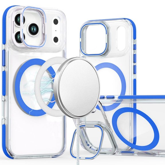 For Apple iPhone 18 Pro Max MagSonic Camera Bracket Stand Magnetic Ring Circle Hybrid - Blue