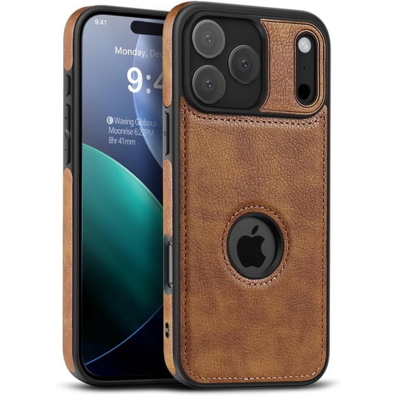 For Apple iPhone 18 Pro Max / iPhone 17 Pro Max Case, PU Premium Leather Slim Shockproof Cover, Brown