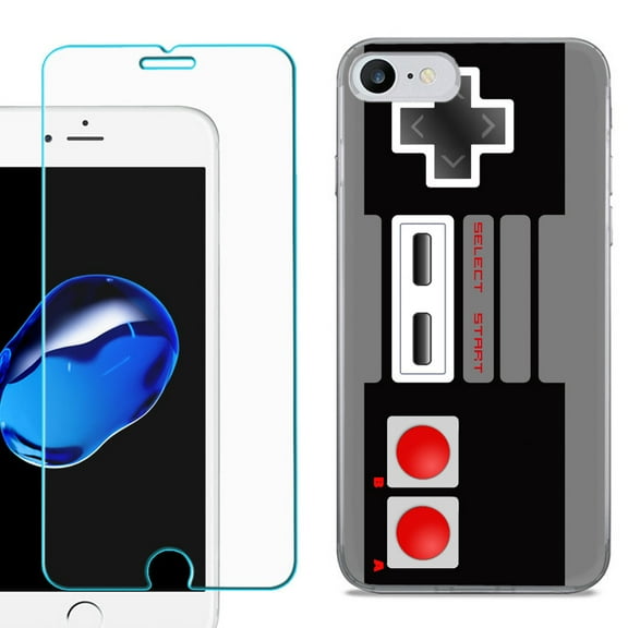 For Apple iPhone 7 / iPhone 8 Case, Slim-Fit TPU Phone Case, with Tempered Glass Screen Protector, by OneToughShield  - Game Controller