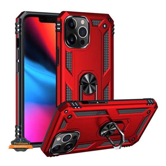 For Apple iPhone 8 /7/6s/6 /SE 2nd Generation Shockproof Hybrid Dual Layer with Ring Stand Kickstand Heavy Duty Armor Phone Case Cover by Xpression [Red]
