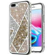 For Apple iPhone 8 Plus/7 Plus/6 6S Plus Glitter Bling Diamond Rhinestone Sparkly Fashion Shiny Fancy Hybrid Rugged Cover ,Xpm Phone Case [ Gold ]