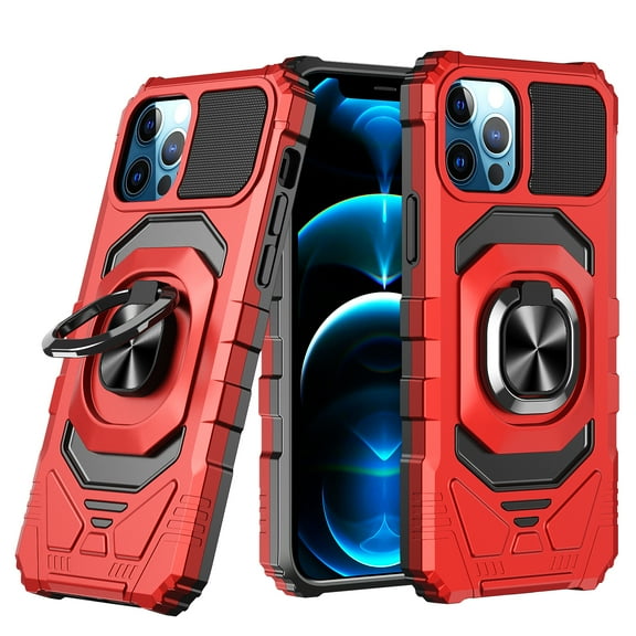 For Apple iPhone 8 Plus/7 Plus Hybrid 2in1 Dual Layer with Rotate Magnetic Ring Stand Holder Kickstand, Rugged Shockproof Cover ,Xpm Phone Case [ Red ]